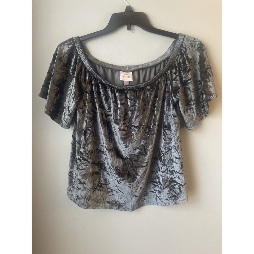 Knox‎ Rose Womens Off The Shoulder Crushed Velvet Top Size Small